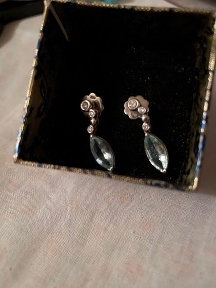 ต่างหูอะความารีนประดับเพชร รูปที่ 3