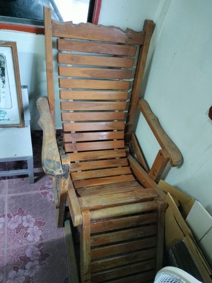 เก้าอี้นอนไม้สักปรับได้2ระดับ-มือสอง รูปที่ 3