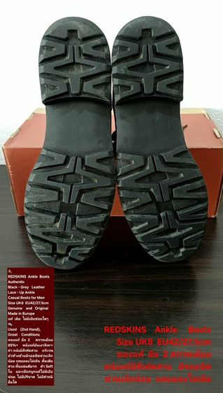 REDSKINS Boots, Men's 9UK 42EU(27.5cm) ของแท้ มือ 2 สภาพเยี่ยม, รองเท้า REDSKINS หนังแท้ สีเฟดสวย พื้นเต็ม มีรอยขีดข่วนเล็กน้อย ไม่เสียหาย รูปที่ 9