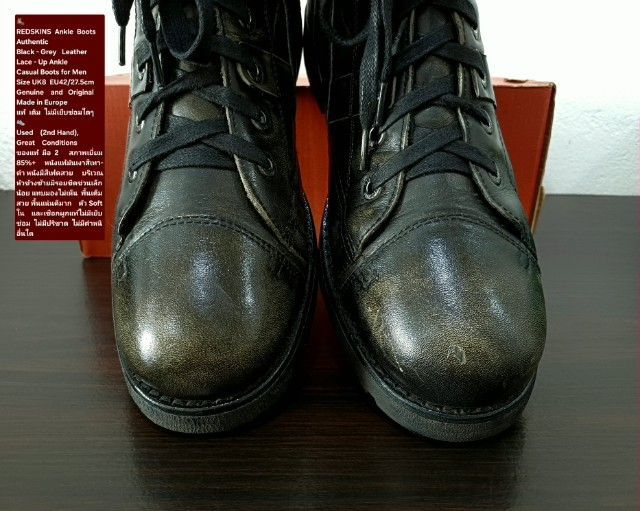 REDSKINS Boots, Men's 9UK 42EU(27.5cm) ของแท้ มือ 2 สภาพเยี่ยม, รองเท้า REDSKINS หนังแท้ สีเฟดสวย พื้นเต็ม มีรอยขีดข่วนเล็กน้อย ไม่เสียหาย รูปที่ 7