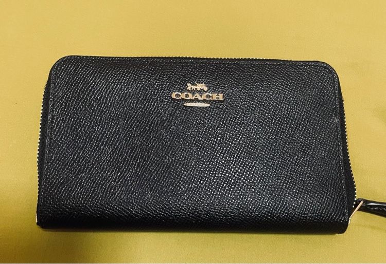 หญิง ดำ หนัง PU กระเป๋าตัง Coach 