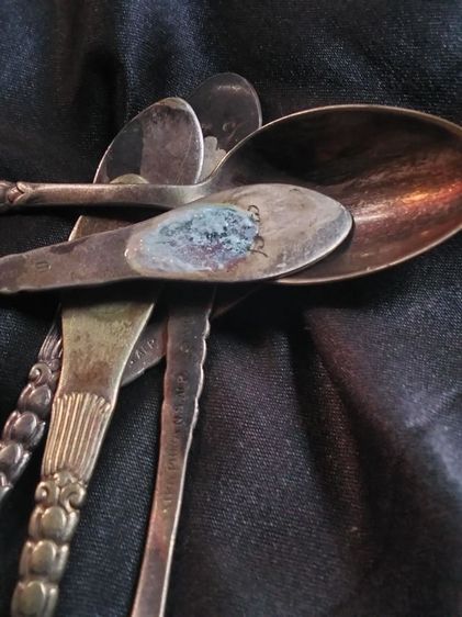 ชุดช้อนชงกาแฟ 6 คันงานโบราณงานเก่าสะสม งานยุโรป มีตอกทุกคัน รูปที่ 5