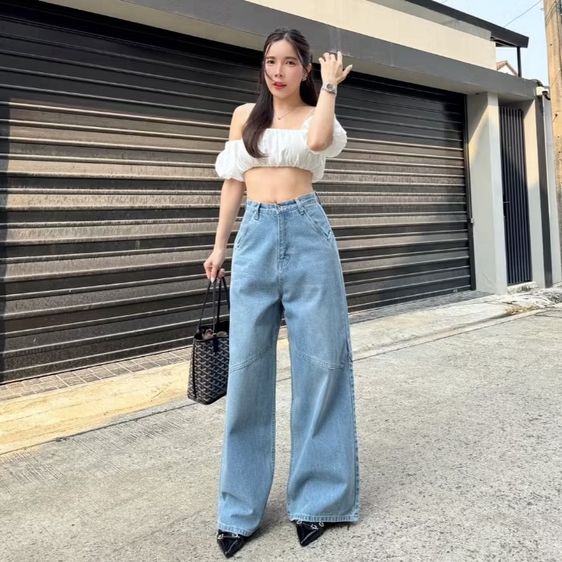 ยีนส์SARAN SR027 กางเกงยีนส์ทรงกระบอกใหญ่ Baggy Jeans รูปที่ 4