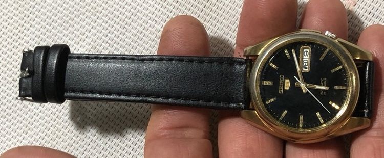 Seiko 5 หน้าดำหลักทอง หลังใส Automatic 21J 7s26 รูปที่ 7