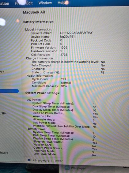 macbook air m1 RAM8 SSD256  คีย์บอร์ดภาษาอังกฤษ เครื่องสวยไม่มีรอย มีแต่เครื่องไม่มีอุปกรณ์  มีตำหนิ รูปที่ 8