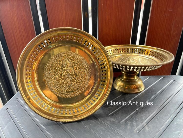 พาน ทองเหลืองเทพนม เก่าสะสม