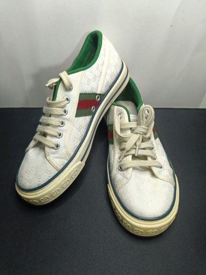 รองเท้าผ้าใบวินเทจทรง Tennis รุ่นยอดฮิต ลาย Signature ขอบเขียว เบอร์ 38 ยาว 24 ซม