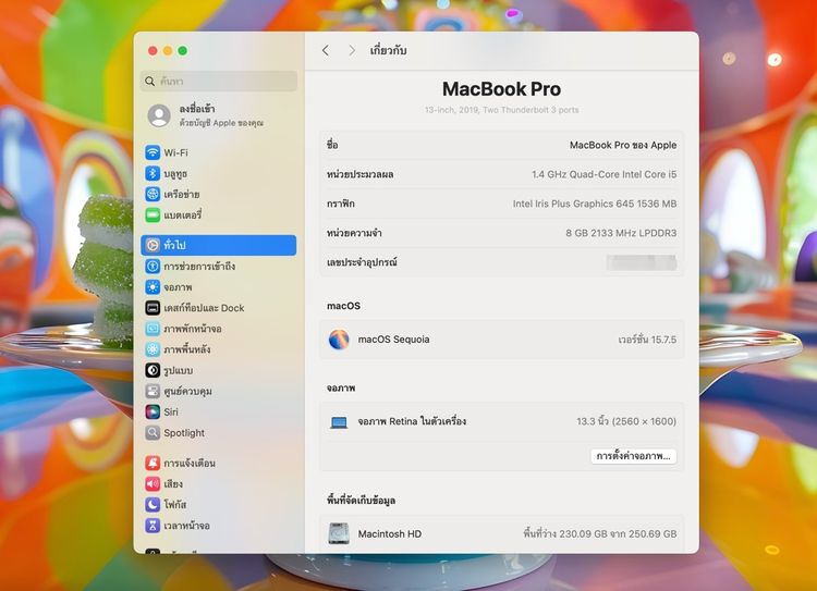 MacBook Pro (13.3-inch,2019 Two Thunderbolt 3 ports) Ram8GB SSD256GB SpaceGray  รูปที่ 15
