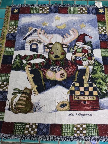 ผ้าเอนกประสงค์ผ้าห่มผ้าคลุมเตียง ลายกวางเรนเดียร์ และต้นปาล์ม  made in usa รูปที่ 3