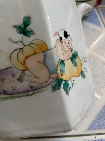 กา  นำ้ชา กังใส งานเก่า ลายวาด สมบูรณ์   รูปที่ 8