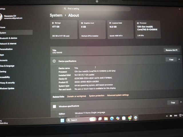 Lenovo LOQ 83LK00E6TA
 
🔥 ขาย Notebook Gaming สภาพใหม่มาก 

 รูปที่ 11