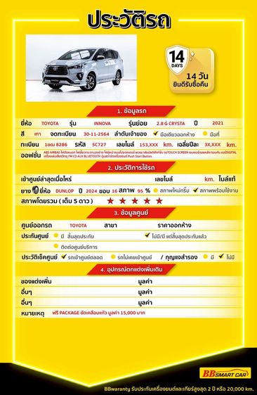 Toyota Innova 2021 2.8 Crysta G Utility-car ดีเซล ไม่ติดแก๊ส เกียร์อัตโนมัติ เทา รูปที่ 2