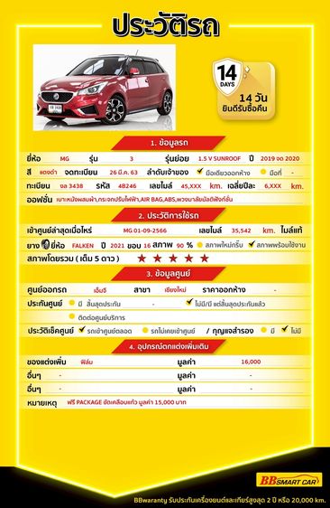 MG MG3 2020 1.5 V Sedan เบนซิน ไม่ติดแก๊ส เกียร์อัตโนมัติ แดง รูปที่ 2