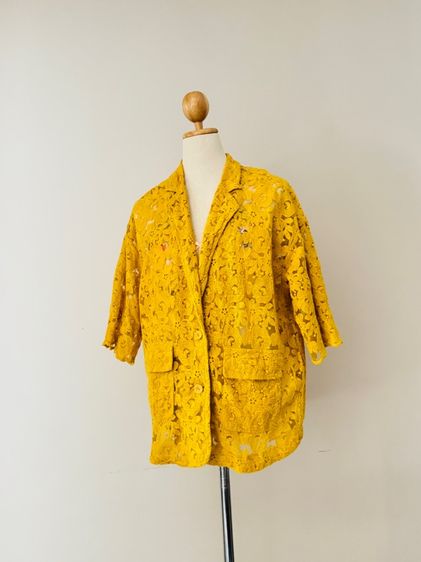Full Body Transparency Mustard Lace Brazer Oversize fitted look