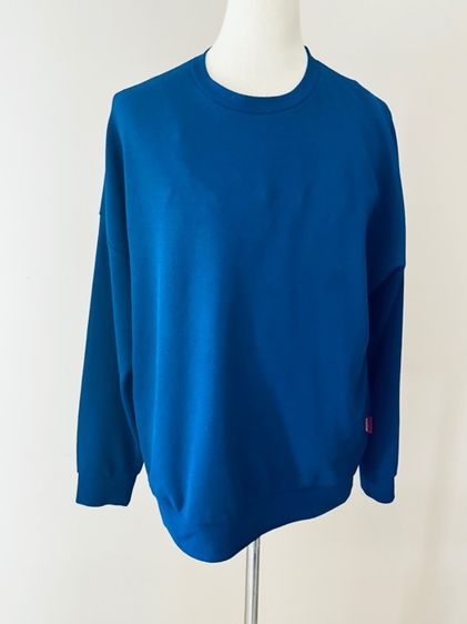 เสื้อยืดคอกลมแขนยาวสีน้ำเงินผ้ายืดใส่สบาย รูปที่ 2