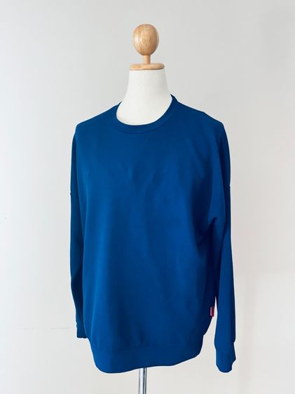 เสื้อยืดคอกลมแขนยาวสีน้ำเงินผ้ายืดใส่สบาย รูปที่ 7