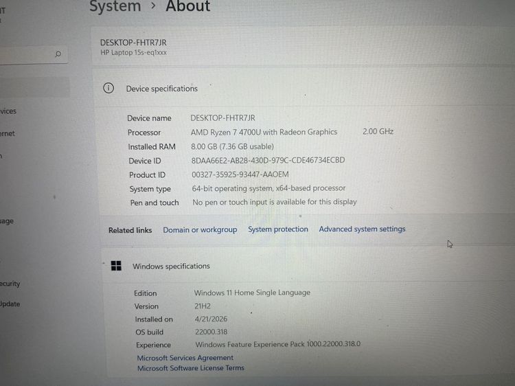 HP 15s-eq1125au Ryzen 7 สภาพสวย แบตนาน ไม่มีรอยตกใดๆ ราคาถูกใจ รูปที่ 4