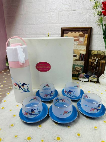 อื่นๆ ชุดกาน้ำ + แก้ว 5 ใบ ☕ ลายวินเทจสวยคลาสสิก งานญี่ปุ่น พร้อมกล่อง