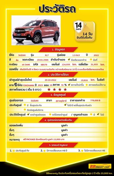 Suzuki XL7 2022 1.5 GLX Utility-car เบนซิน ไม่ติดแก๊ส เกียร์อัตโนมัติ ส้ม รูปที่ 2
