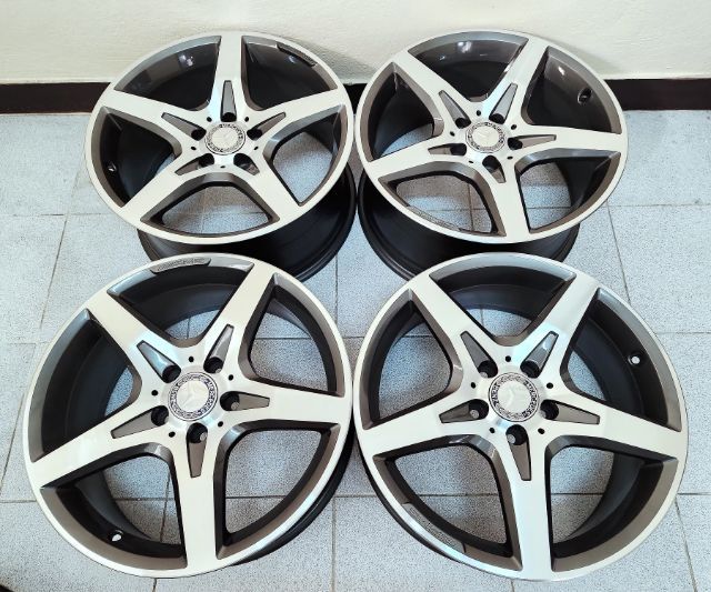 ล้อแท้ AMG Benz SLK R172 ขอบ18 สีทูโทนหน้าเงา เงาตาแตก 5รู112 กว้าง7.5-8.5 ET42-36 สภาพใหม่กริ้บๆๆๆๆ ใส่ตรงรุ่น Benz หลายรุ่น และใส่รถรุ่นอื