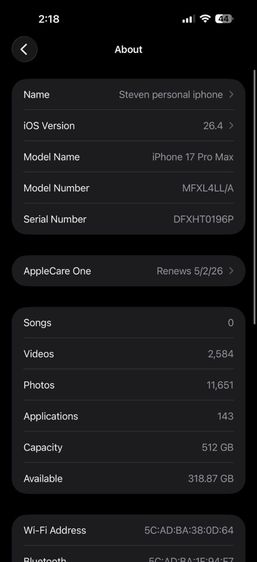 Apple iPhone 17 Pro Max ความจุ 512GB สภาพเหมือนใหม่ รูปที่ 2
