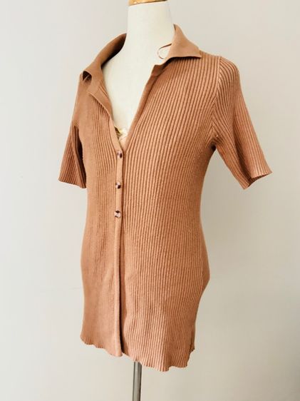 น้ำตาล แขนสั้น เสื้อไหมพรม อื่นๆ Victoria Secret Knitted Short Sleeve Cardigan Button Brown Size XL