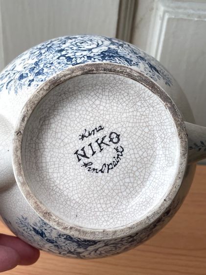 กาน้ำชาเซรามิก ลายดอกไม้ เก่าโบราณสะสม รูปที่ 12