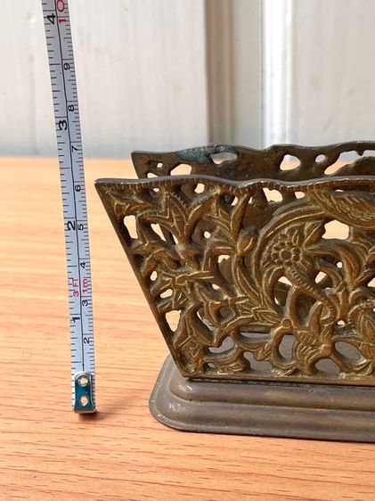 ที่เสียบกระดาษ ทองเหลืองแกะลายวิหคชมบุปผา เก่าสะสม รูปที่ 10