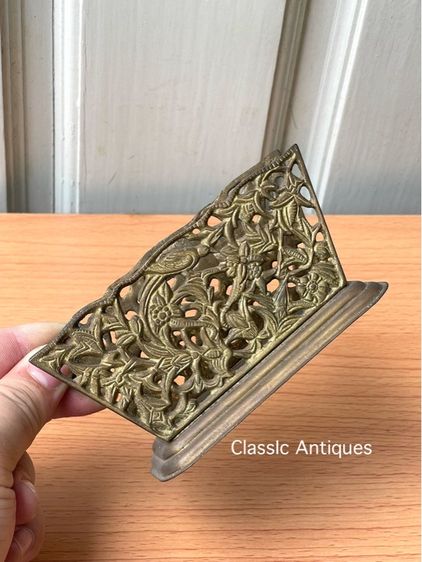 ที่เสียบกระดาษ ทองเหลืองแกะลายวิหคชมบุปผา เก่าสะสม รูปที่ 13