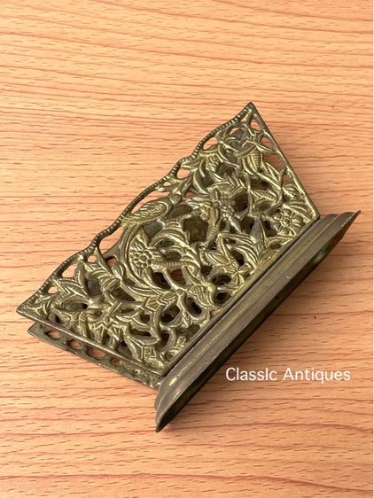 ที่เสียบกระดาษ ทองเหลืองแกะลายวิหคชมบุปผา เก่าสะสม รูปที่ 14