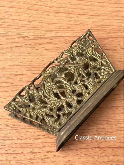 ที่เสียบกระดาษ ทองเหลืองแกะลายวิหคชมบุปผา เก่าสะสม รูปที่ 15