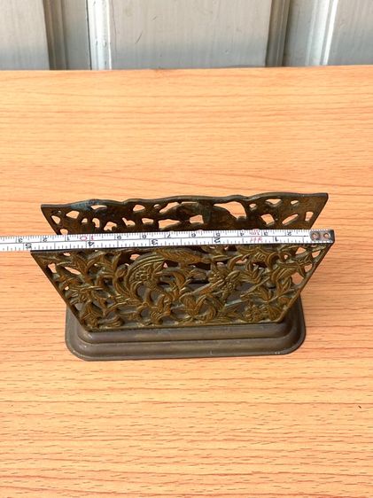 ที่เสียบกระดาษ ทองเหลืองแกะลายวิหคชมบุปผา เก่าสะสม รูปที่ 9