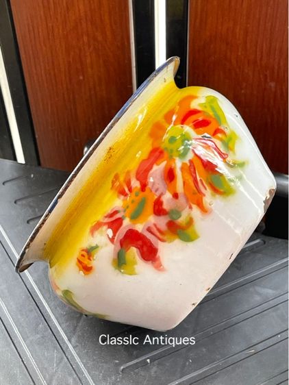 กระโถนสังกะสี ลายดอก โบราณเก่าสะสม รูปที่ 5