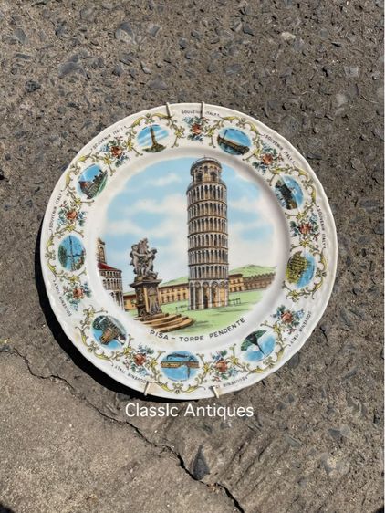 จาน กระเบื้องเคลือบ หอเอนปิซ่า สะสม