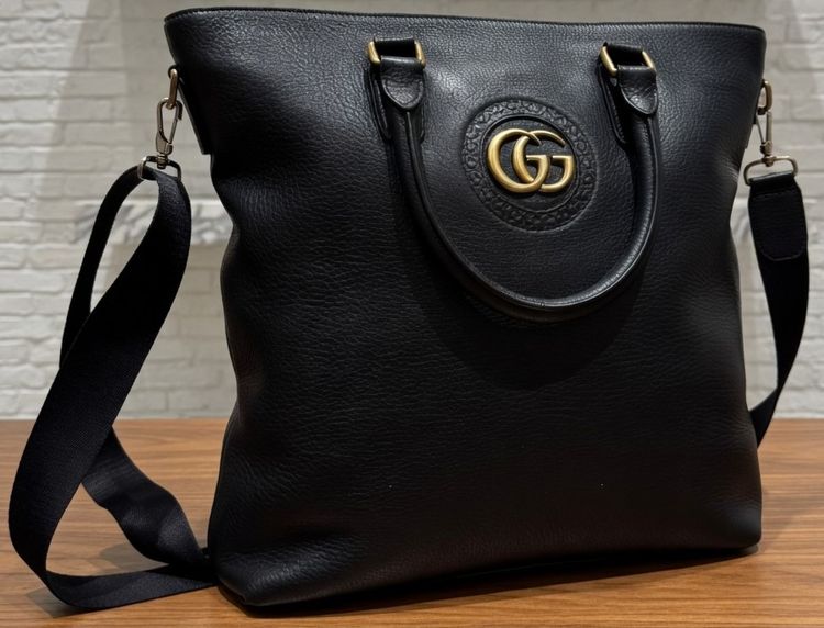 หนังแท้ ดำ GUCCI High Quality Luxury Men's Bags high-quality cowhide leather. Made in Italy