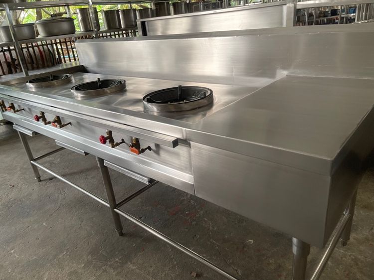 เตาไทยสามหัวมีร่องน้ำและที่พักมือสองราคาถูกพร้อมใช้งาน รูปที่ 6