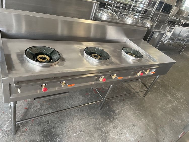 เตาไทยสามหัวมีร่องน้ำและที่พักมือสองราคาถูกพร้อมใช้งาน รูปที่ 10