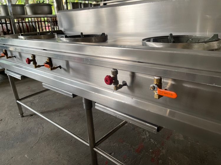 เตาไทยสามหัวมีร่องน้ำและที่พักมือสองราคาถูกพร้อมใช้งาน รูปที่ 5