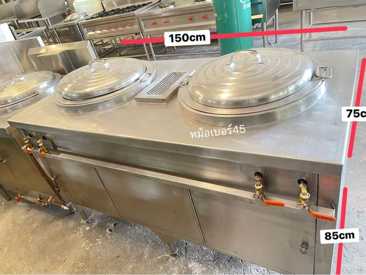 เคาน์เตอร์ก๋วยเตี๋ยวสองหลุมสแตนเลสแท้เกรด 304 พร้อมใช้งานแถมหม้อสองใบ