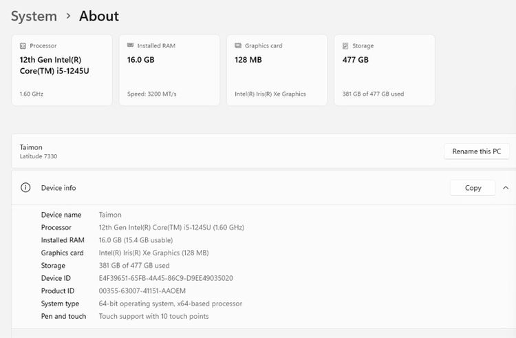 Dell latitude 7330 หน้าจอสัมผัส สภาพใหม่ Batt ใหม่ ประกัน Onsite Service รูปที่ 6