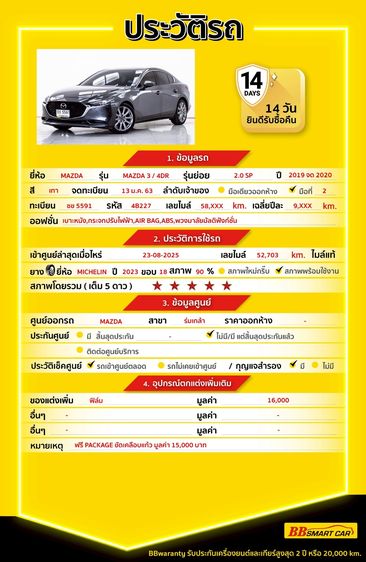 Mazda Mazda3 2020 2.0 SP Sedan เบนซิน ไม่ติดแก๊ส เกียร์อัตโนมัติ เทา รูปที่ 2