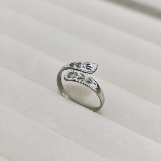 🔖แหวนเงินวินเทจ กังไสลงยา ปรับไซส์ได้  งานจากต่างประเทศ รูปที่ 5