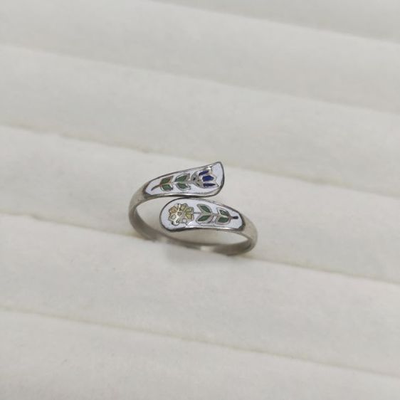 🔖แหวนเงินวินเทจ กังไสลงยา ปรับไซส์ได้  งานจากต่างประเทศ รูปที่ 8