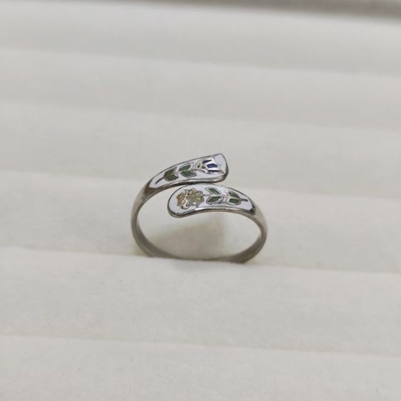 🔖แหวนเงินวินเทจ กังไสลงยา ปรับไซส์ได้  งานจากต่างประเทศ รูปที่ 7