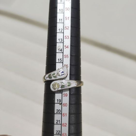 🔖แหวนเงินวินเทจ กังไสลงยา ปรับไซส์ได้  งานจากต่างประเทศ รูปที่ 6