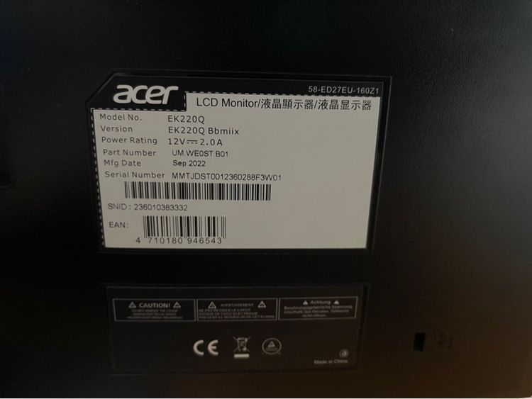 Acer รุ่น EK220Q (21.5 นิ้ว Full HD)  รูปที่ 3