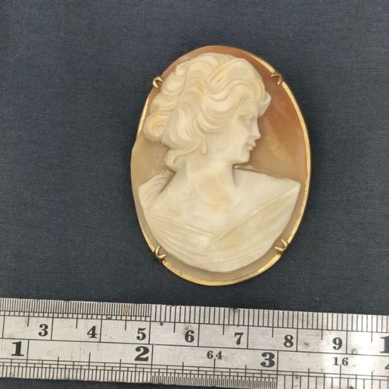 🔖คามิโอ (Cameo) เข็มกลัด เปลือกหอยแท้แกะสลักลาย หน้าสวย งานจากต่างประเทศ รูปที่ 4