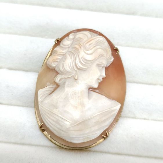 🔖คามิโอ (Cameo) เข็มกลัด เปลือกหอยแท้แกะสลักลาย หน้าสวย งานจากต่างประเทศ รูปที่ 6