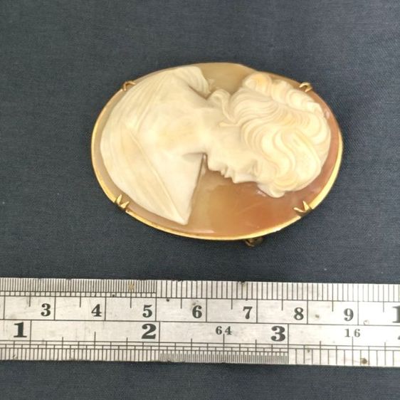 🔖คามิโอ (Cameo) เข็มกลัด เปลือกหอยแท้แกะสลักลาย หน้าสวย งานจากต่างประเทศ รูปที่ 5