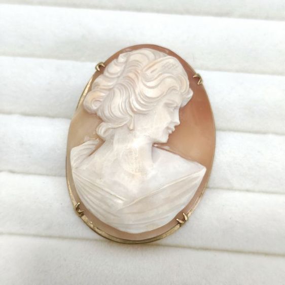 จิวเวอรี่ เข็มกลัดและหมุด 🔖คามิโอ (Cameo) เข็มกลัด เปลือกหอยแท้แกะสลักลาย หน้าสวย งานจากต่างประเทศ